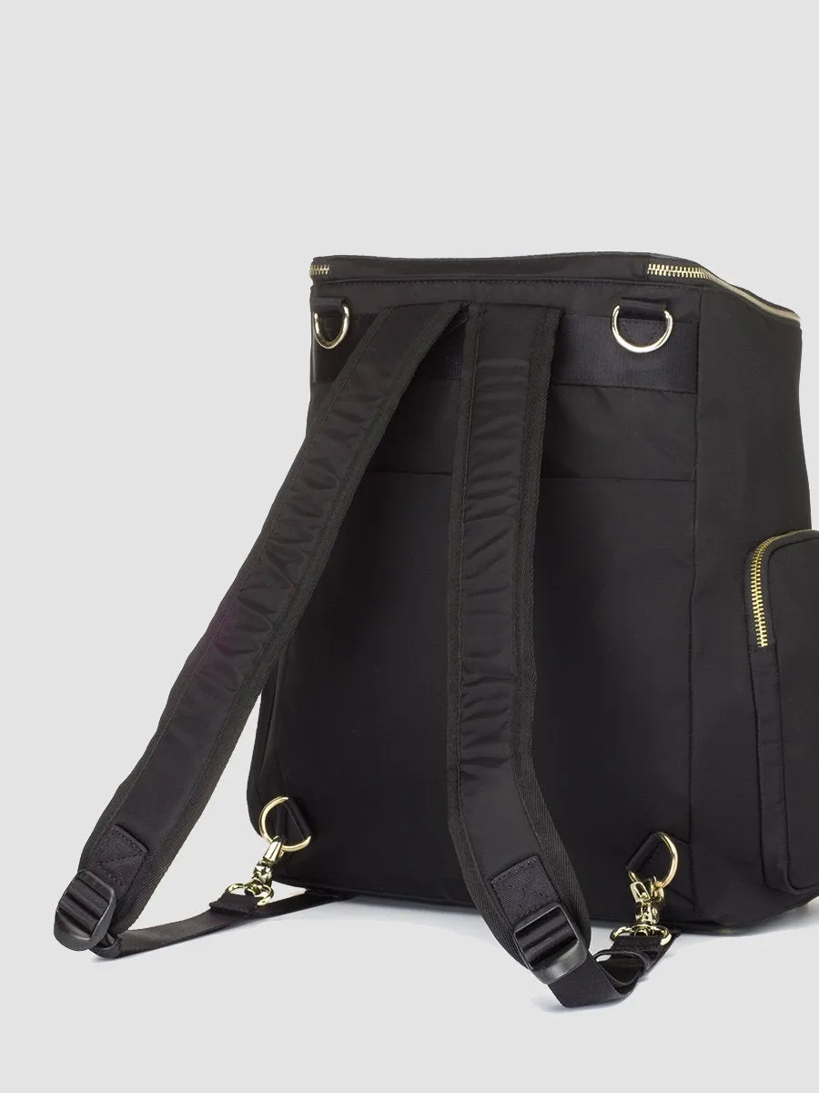 Alyssa Diaper Bag Black & Gold Leather