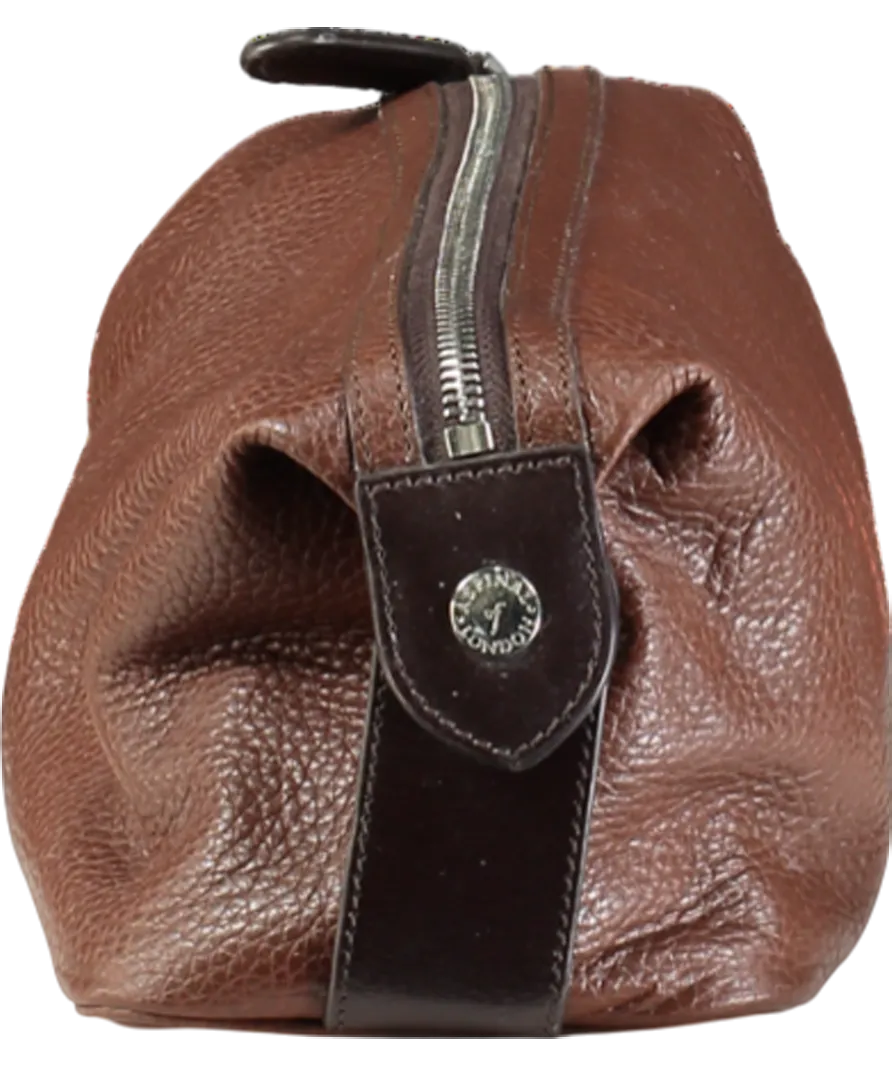 Aspinal Of London Brown Reporter Wash Bag Tobacco Pebble Leather