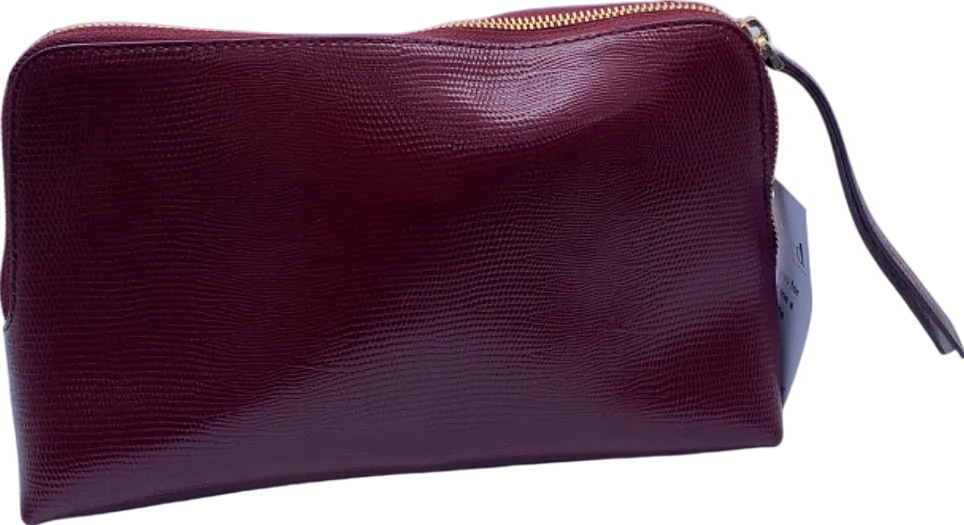 Aspinal of London Burgundy Lizard-Print Leather Large Cosmetic Case