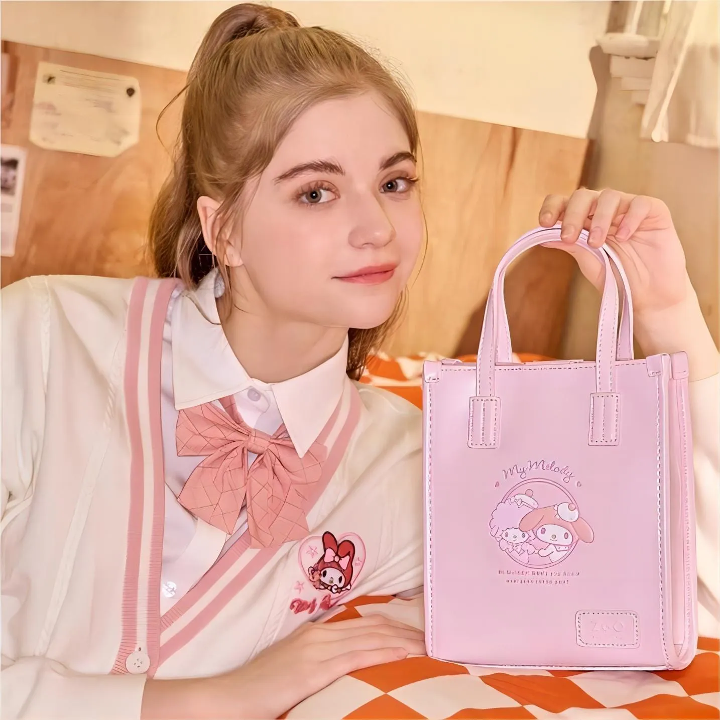 Authentic Sanrio PU Leather Crossbody Tote Bag