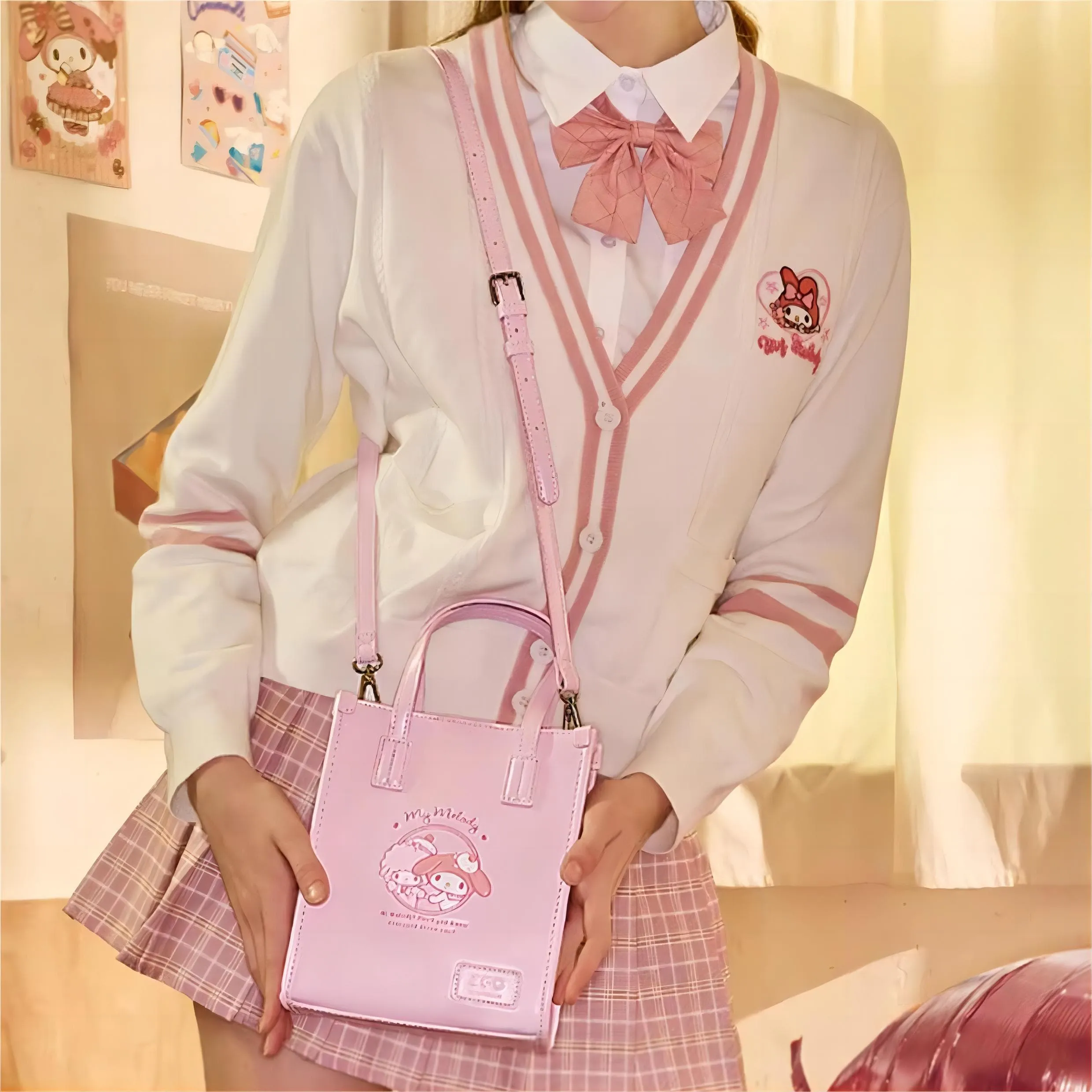 Authentic Sanrio PU Leather Crossbody Tote Bag