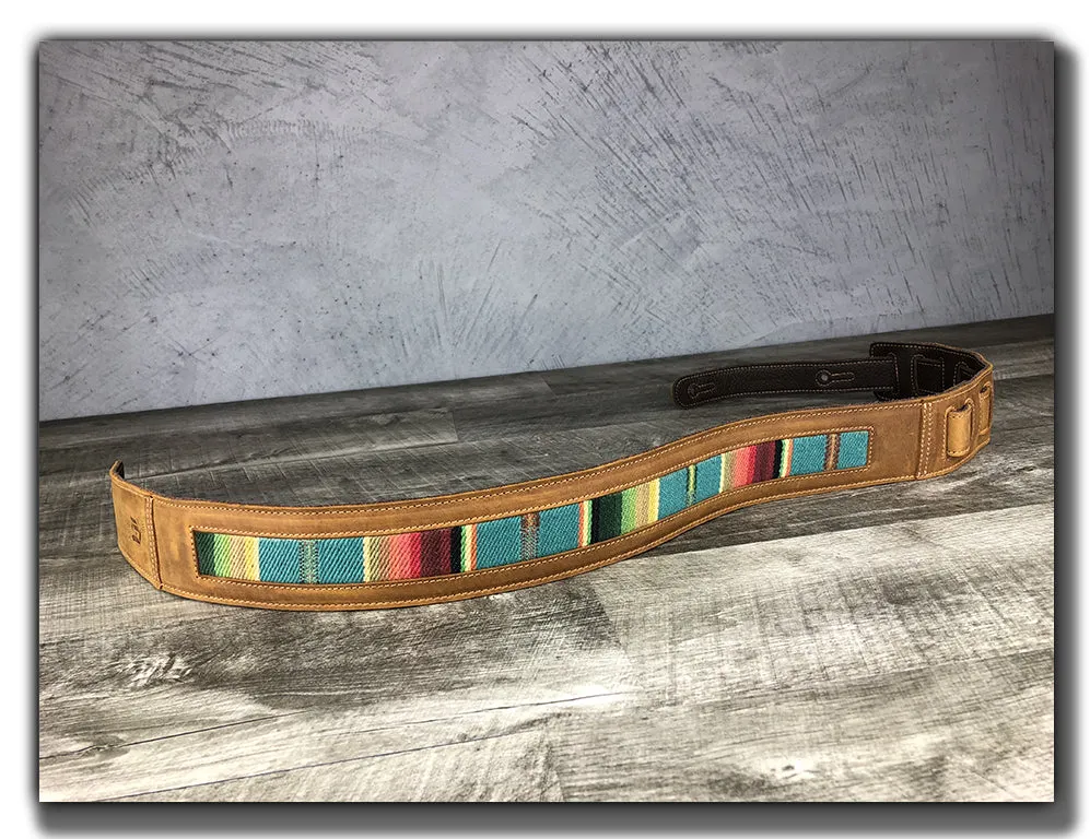 B-STOCK - El Camino - Tobacco/Turquoise 2" Leather Guitar Strap