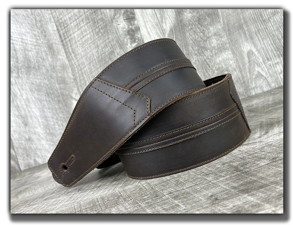 B-STOCK - Straight Up - Whiskey Brown 3" Leather Guitar Strap (1)