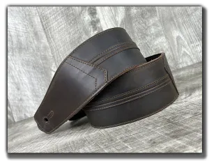 B-STOCK - Straight Up - Whiskey Brown 3" Leather Guitar Strap (1)