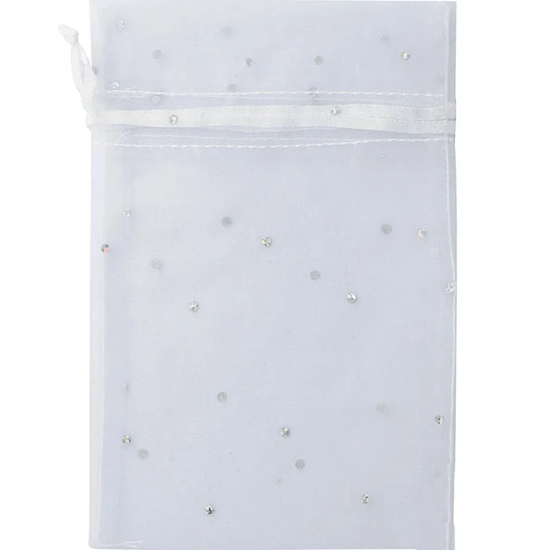 BAG ORGANZA GLITTER WHITE 140MMX95MM 5PC