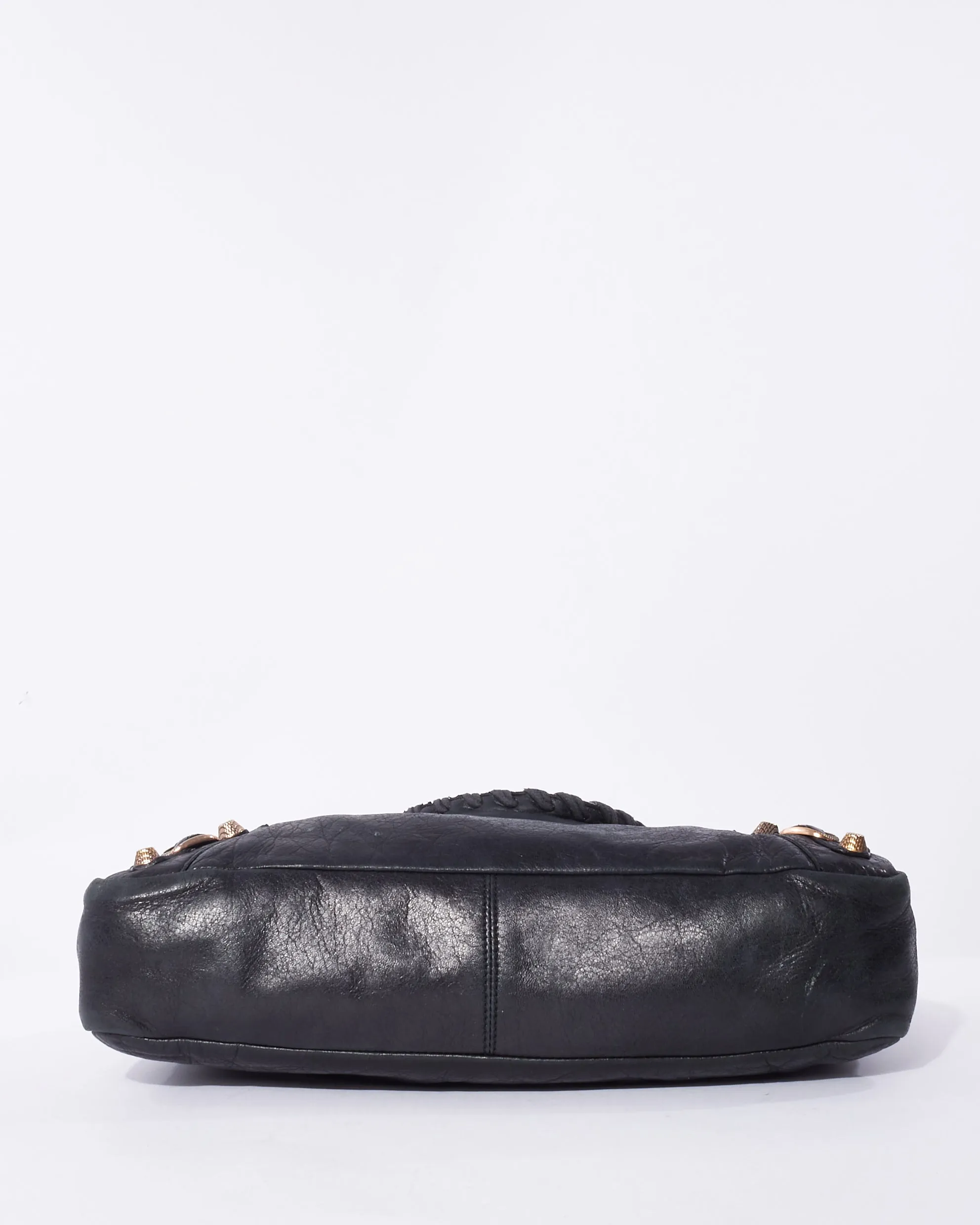 Balenciaga Black Leather & Rose Gold Giant Stud Small Town Bag