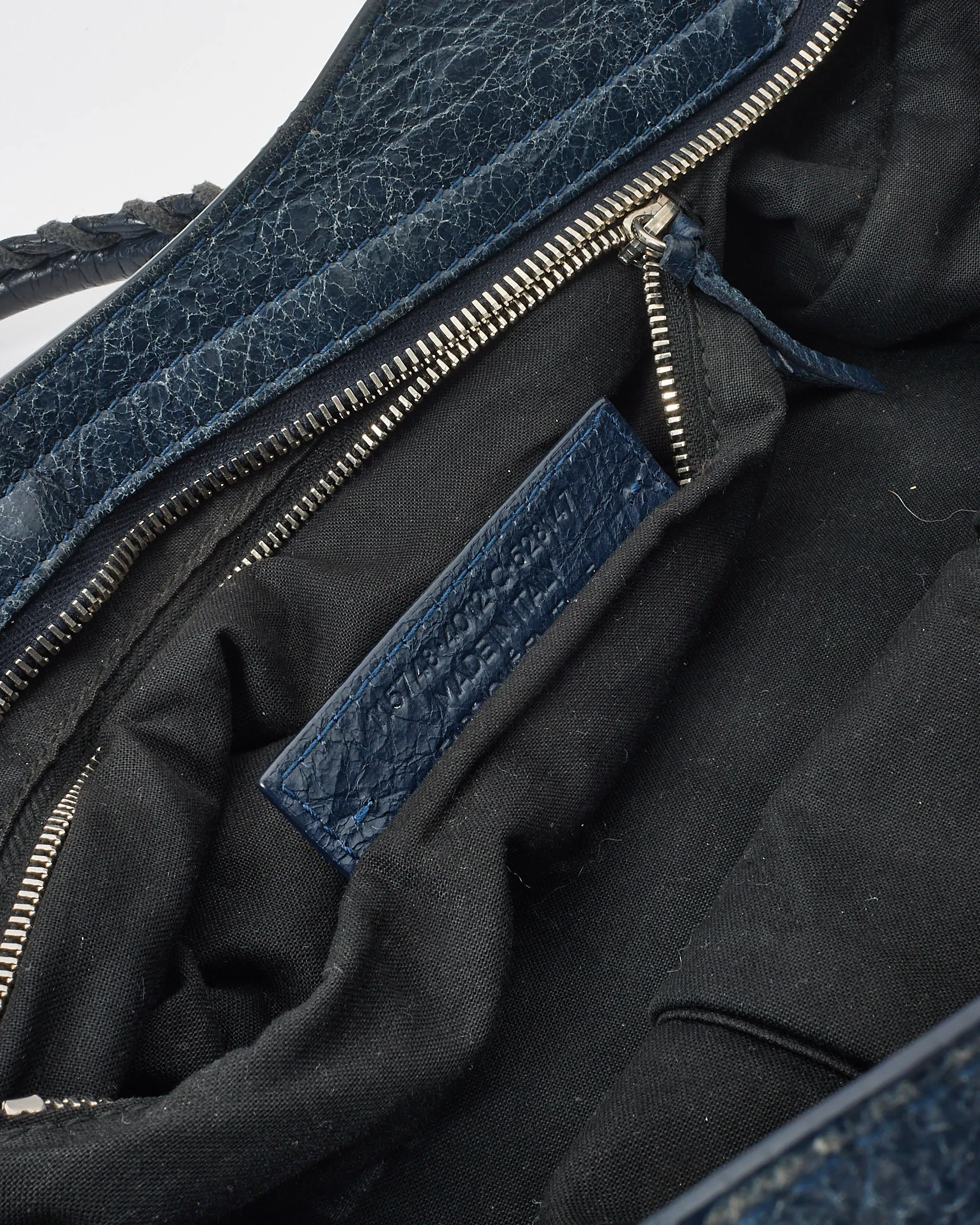 Balenciaga Navy Blue Leather Motocross City Bag