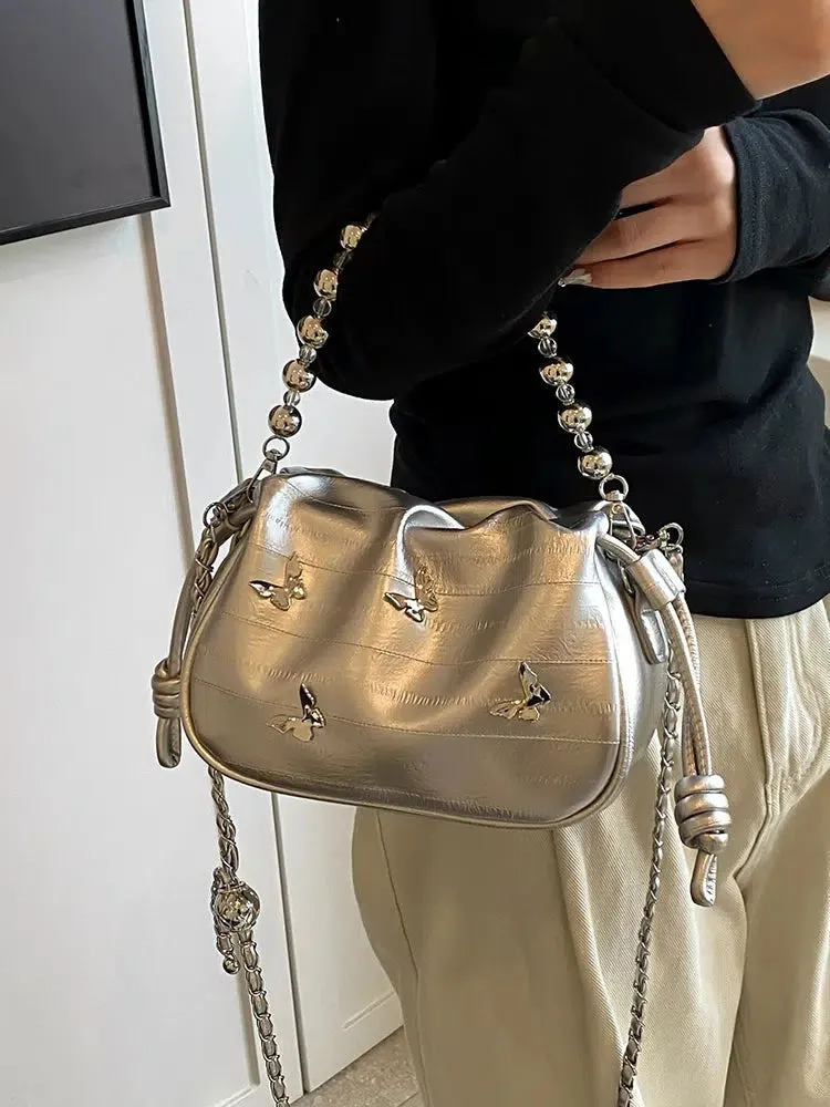 Beaded Chain Strap Crossbody Bag
