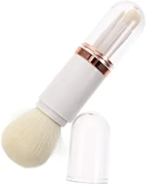 Beaupretty White 4 in 1 Retractable Makeup Cosmetic Brushes Set Foundation Brush Powder Brush Eye Shadows Brushes Kit with Lids Telescopic Travel Makeup Brushes