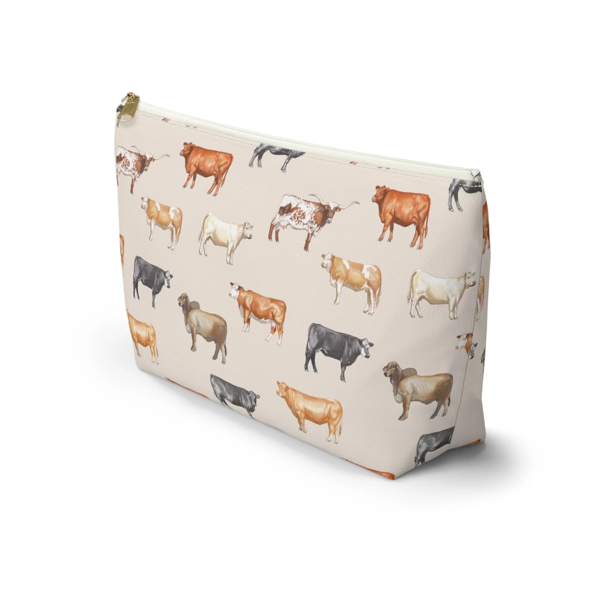 Beef Cows Pencil Pouch in Cream