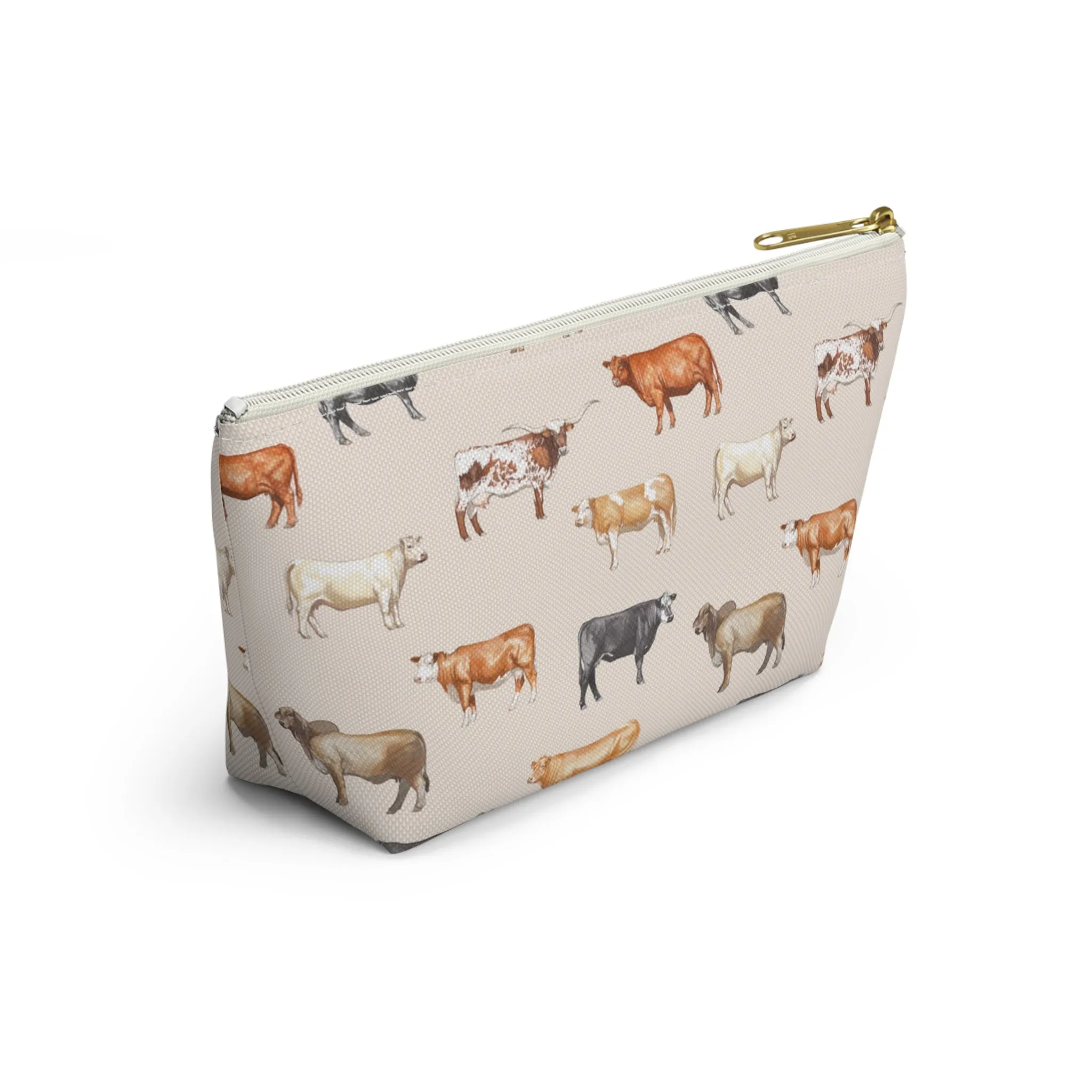 Beef Cows Pencil Pouch in Cream