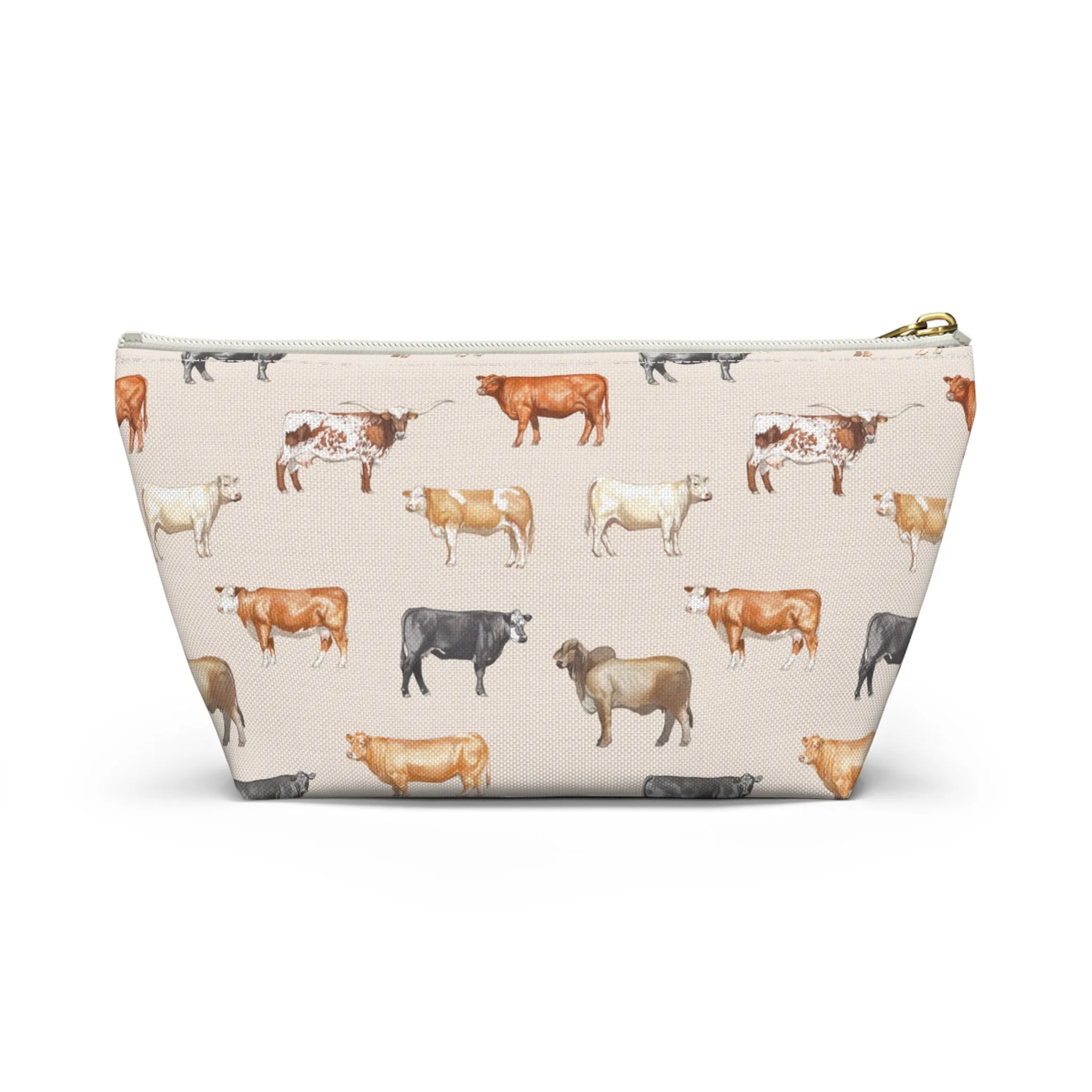 Beef Cows Pencil Pouch in Cream