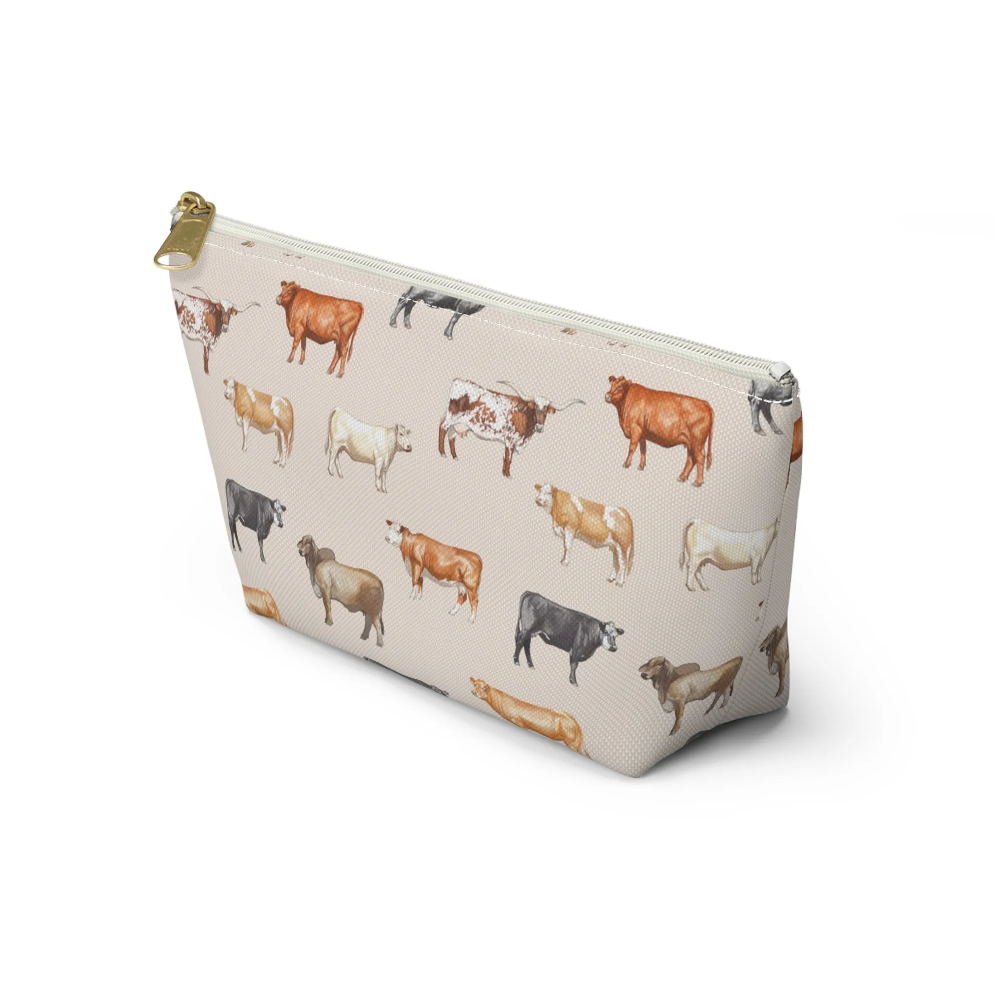 Beef Cows Pencil Pouch in Cream