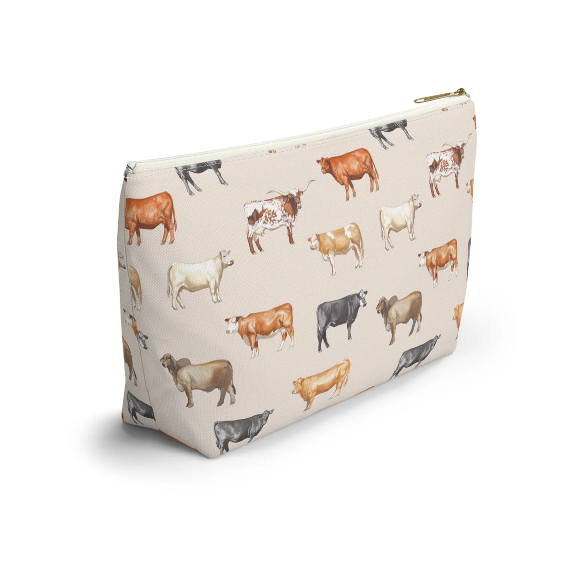 Beef Cows Pencil Pouch in Cream