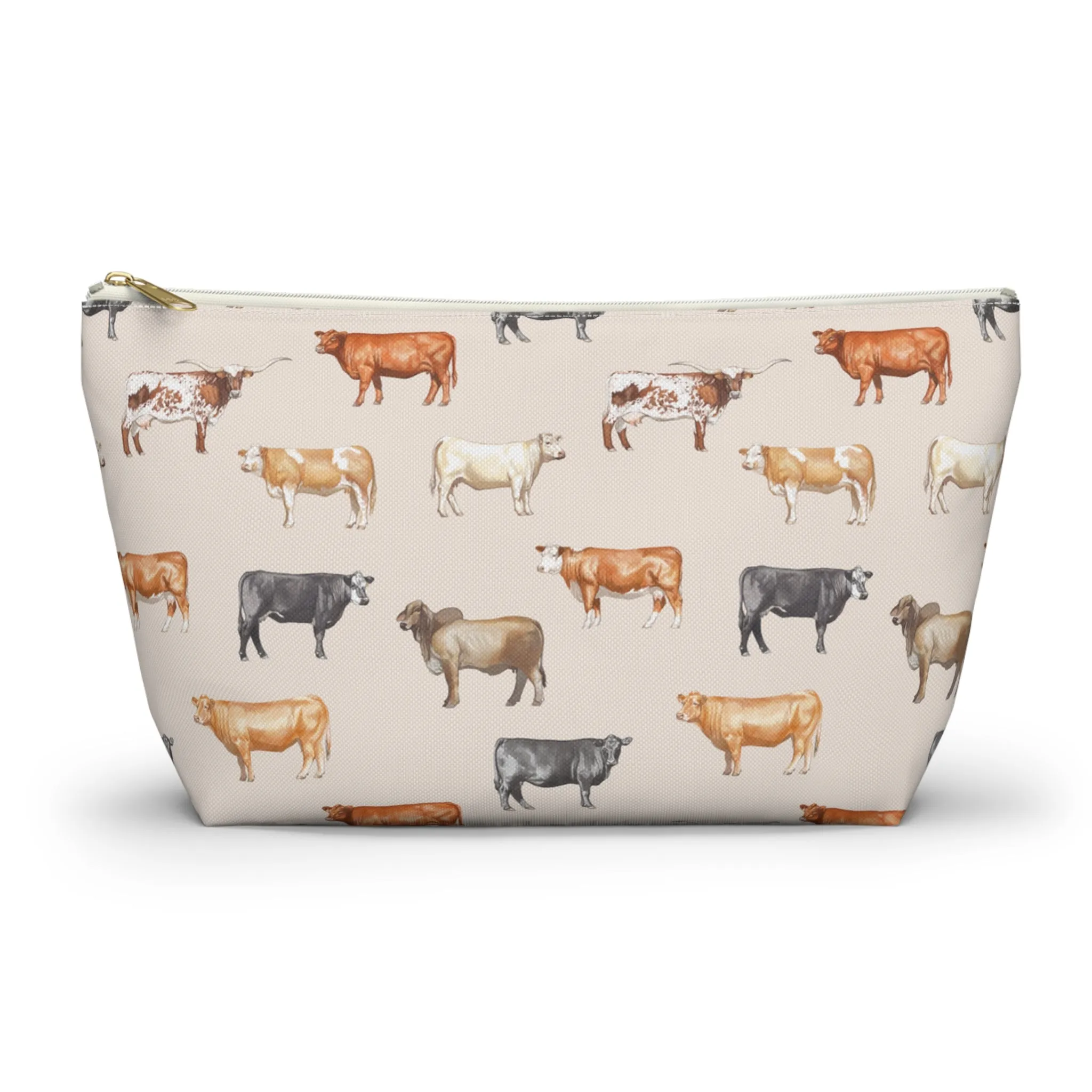 Beef Cows Pencil Pouch in Cream