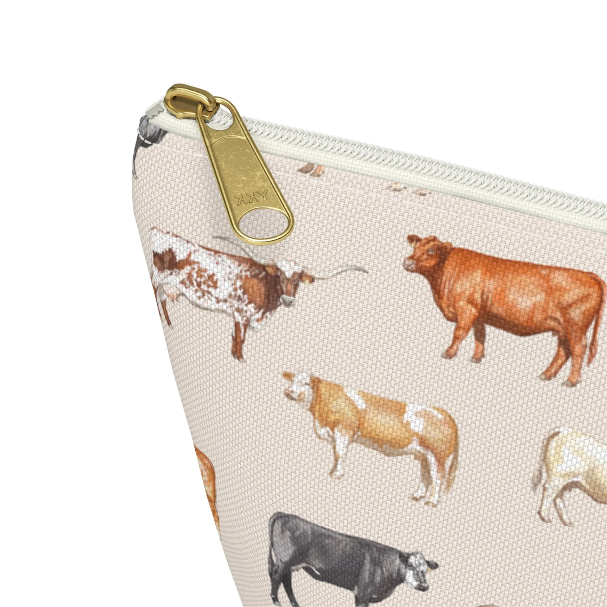 Beef Cows Pencil Pouch in Cream