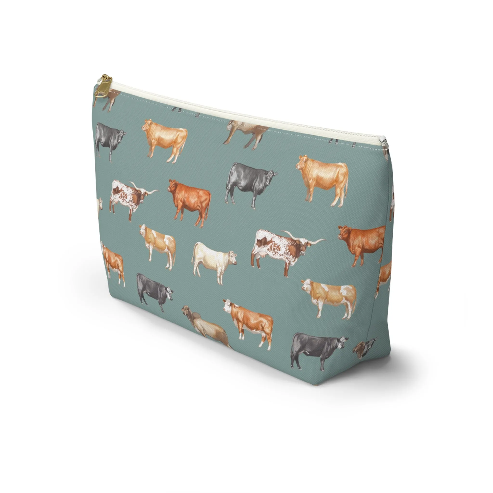 Beef Cows Pencil Pouch in Denim
