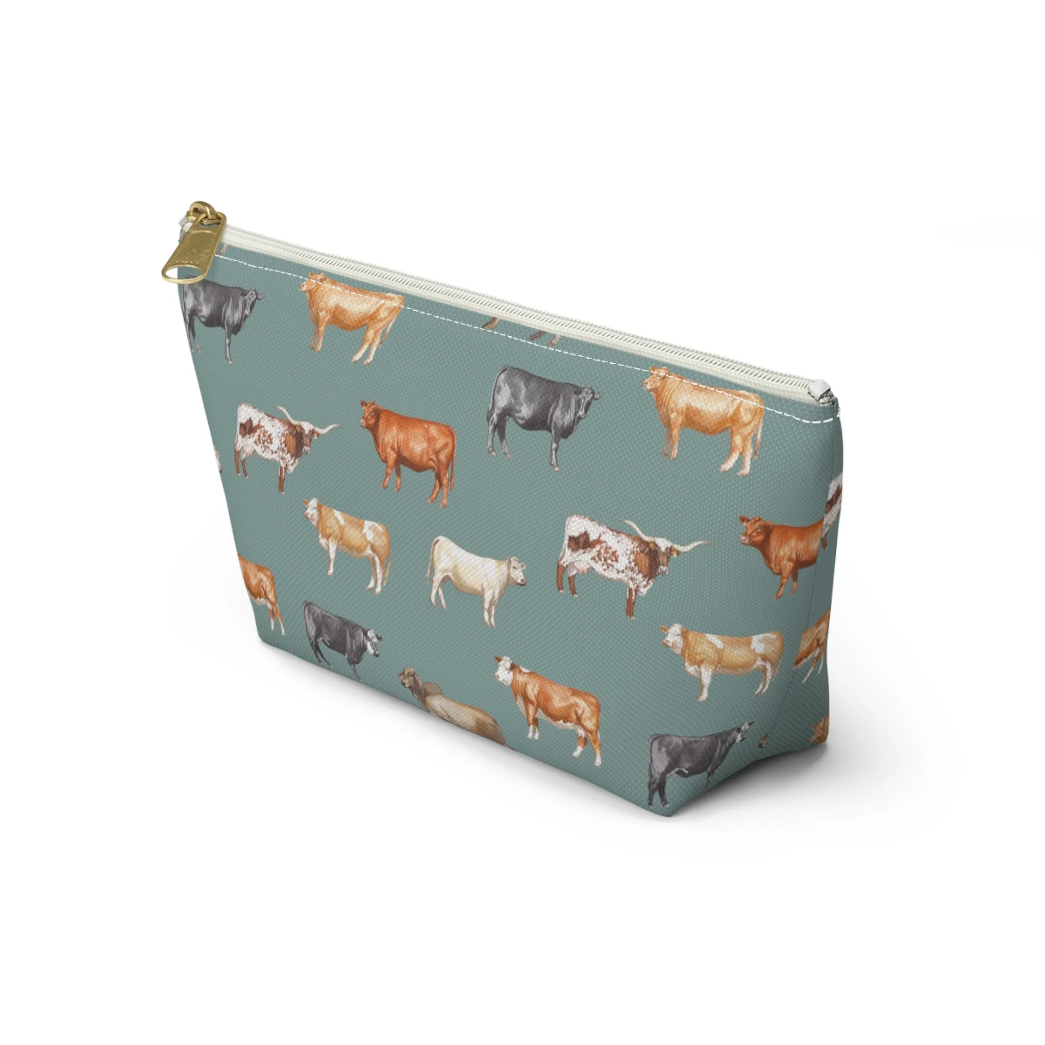 Beef Cows Pencil Pouch in Denim