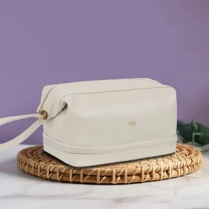 Beige NGIL Faux Leather Cosmetic Bag