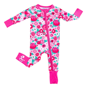 Birdie Bean Rosie Pink Floral Print Convertible Baby Romper