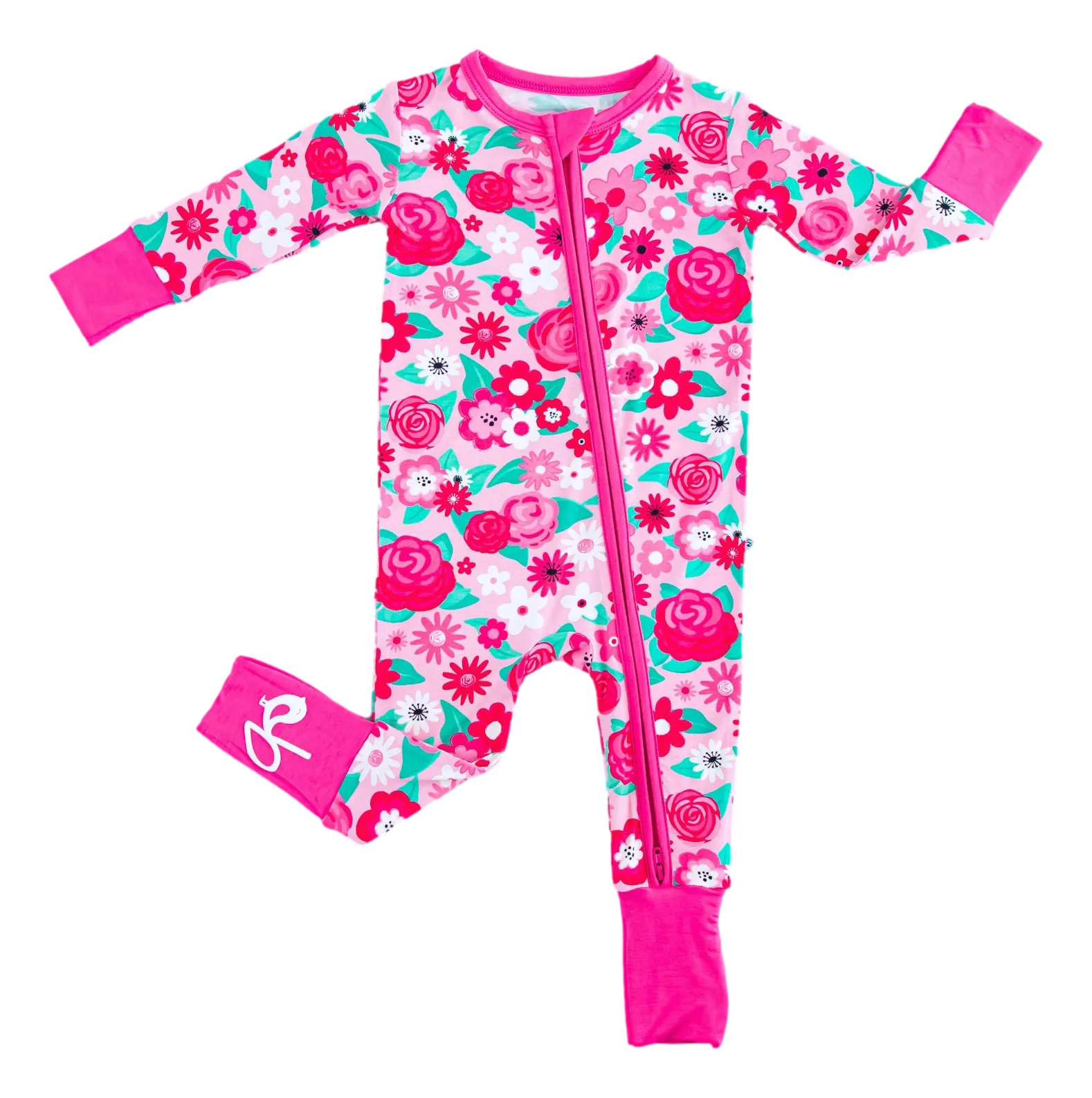 Birdie Bean Rosie Pink Floral Print Convertible Baby Romper