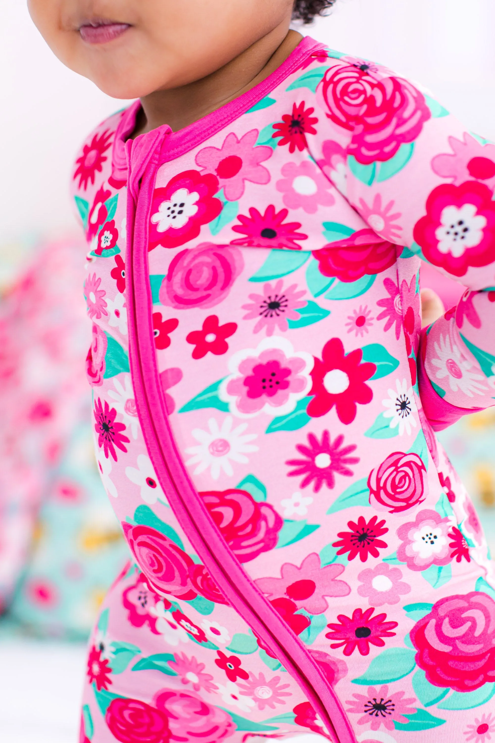 Birdie Bean Rosie Pink Floral Print Convertible Baby Romper