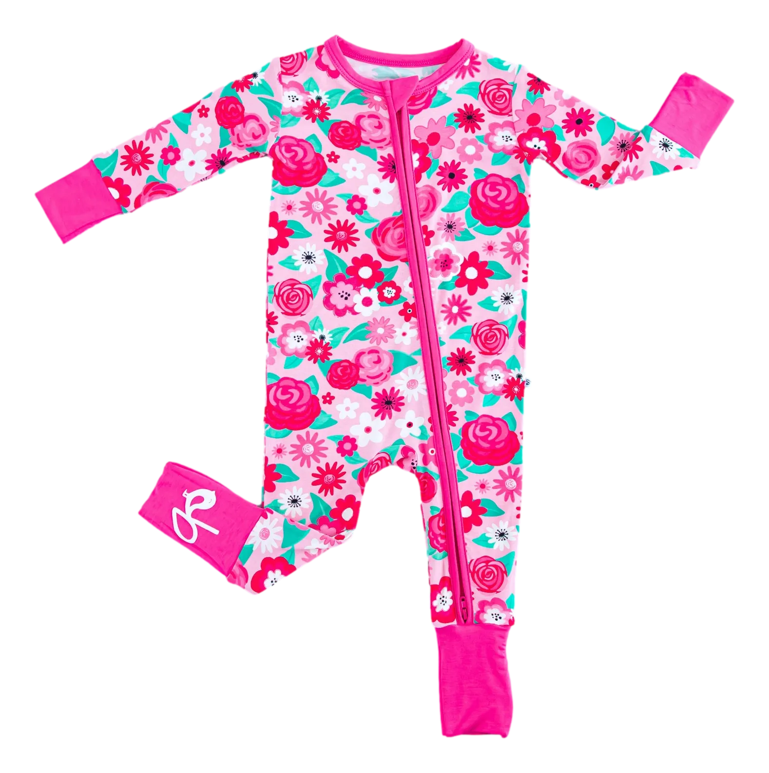 Birdie Bean Rosie Pink Floral Print Convertible Baby Romper