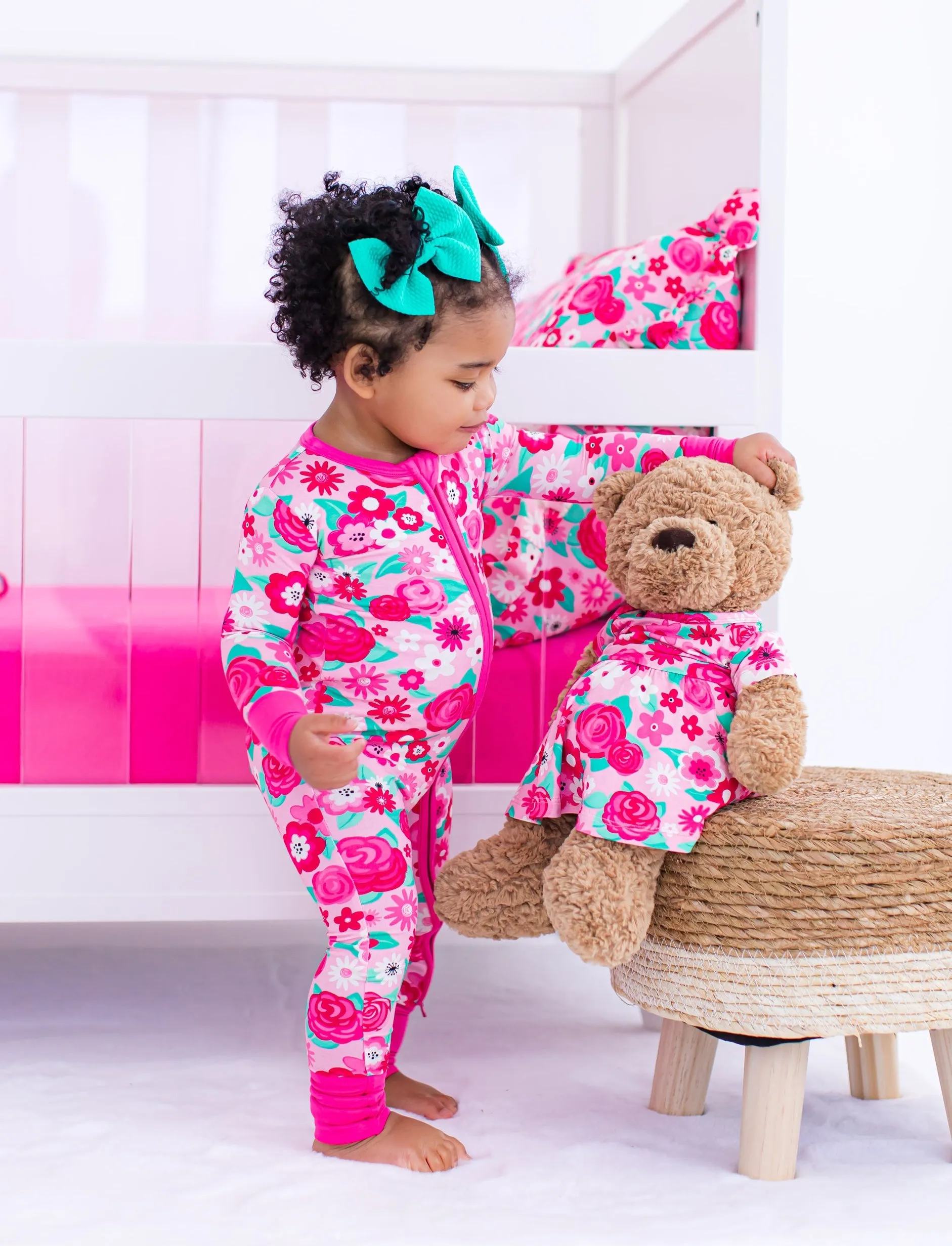 Birdie Bean Rosie Pink Floral Print Convertible Baby Romper