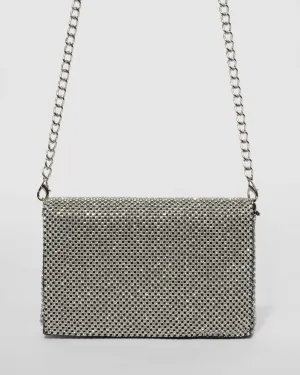 Black and Silver Audrina Clutch Bag