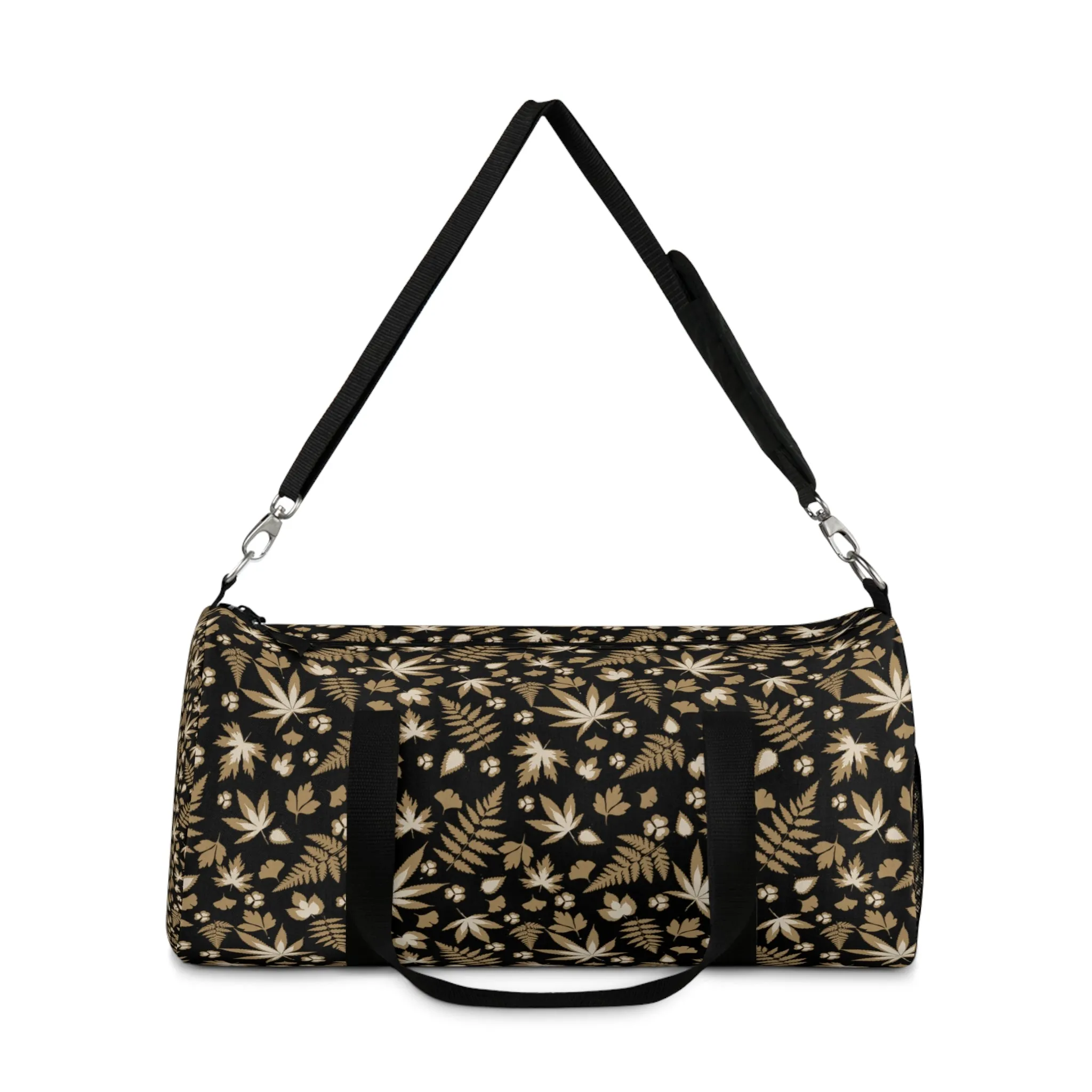 Black Cannabis Leaf Duffel Bag