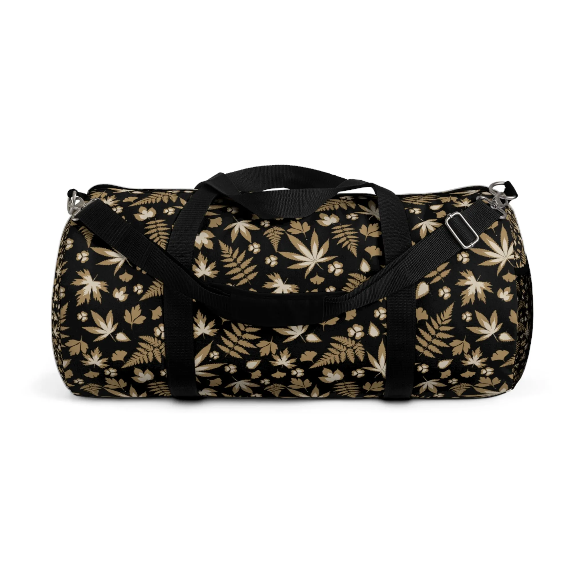 Black Cannabis Leaf Duffel Bag