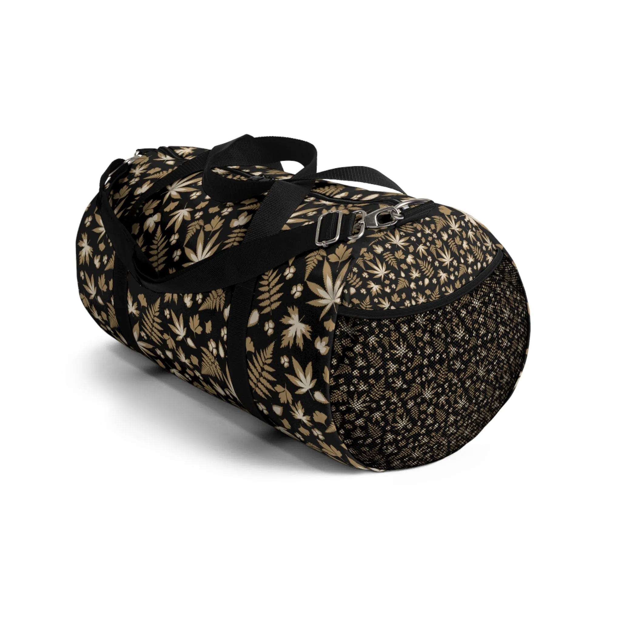 Black Cannabis Leaf Duffel Bag