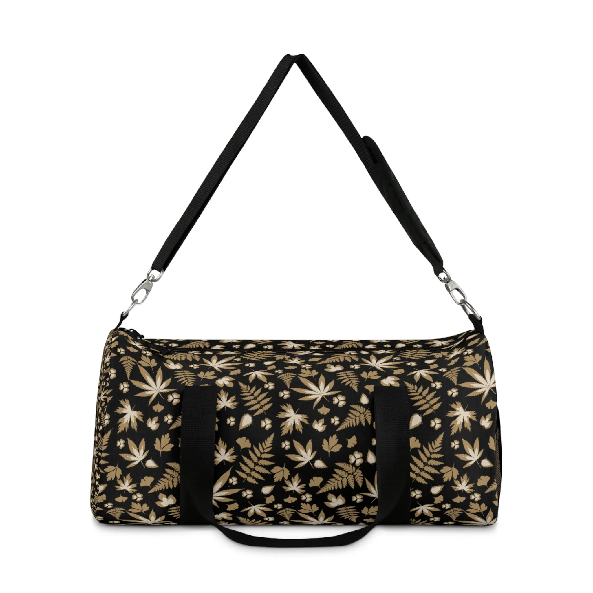 Black Cannabis Leaf Duffel Bag
