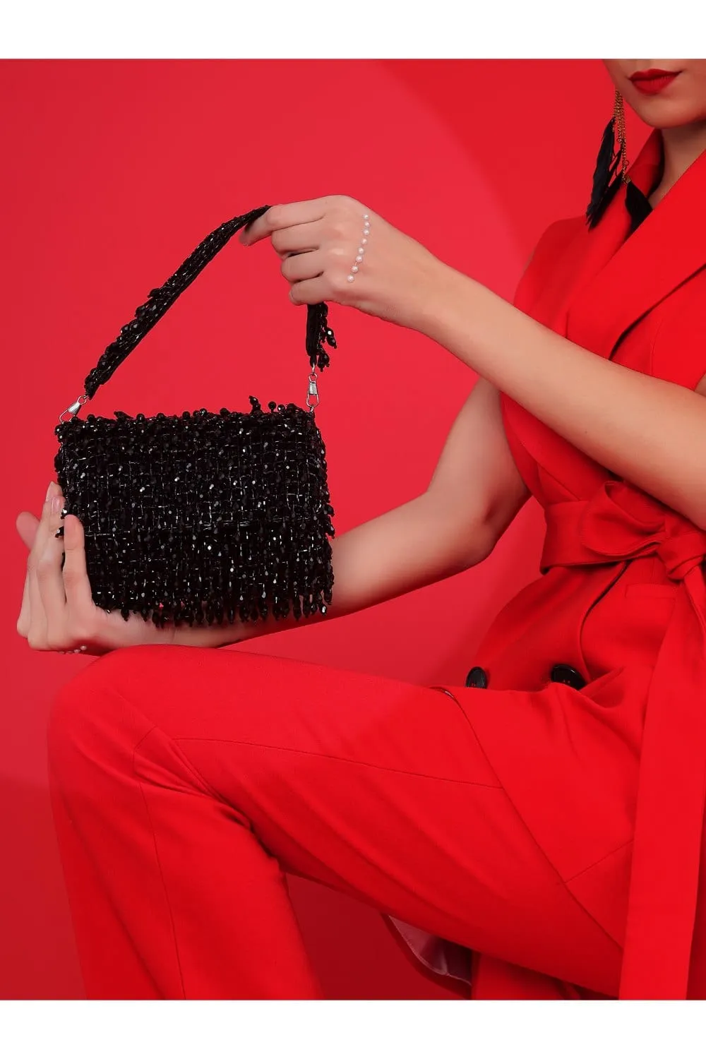 Black Clutch Handbags Online Handcrafted With Crystals