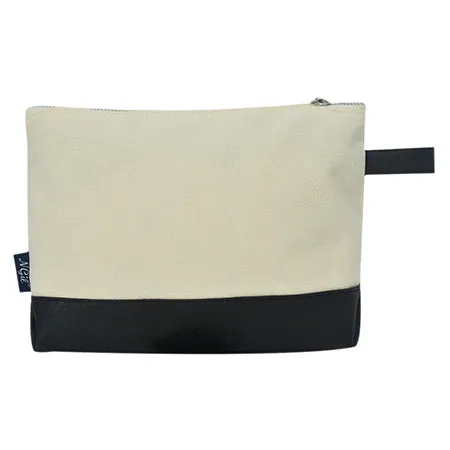 Black Faux Leather NGIL Large Jute Cosmetic Case
