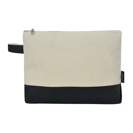 Black Faux Leather NGIL Large Jute Cosmetic Case
