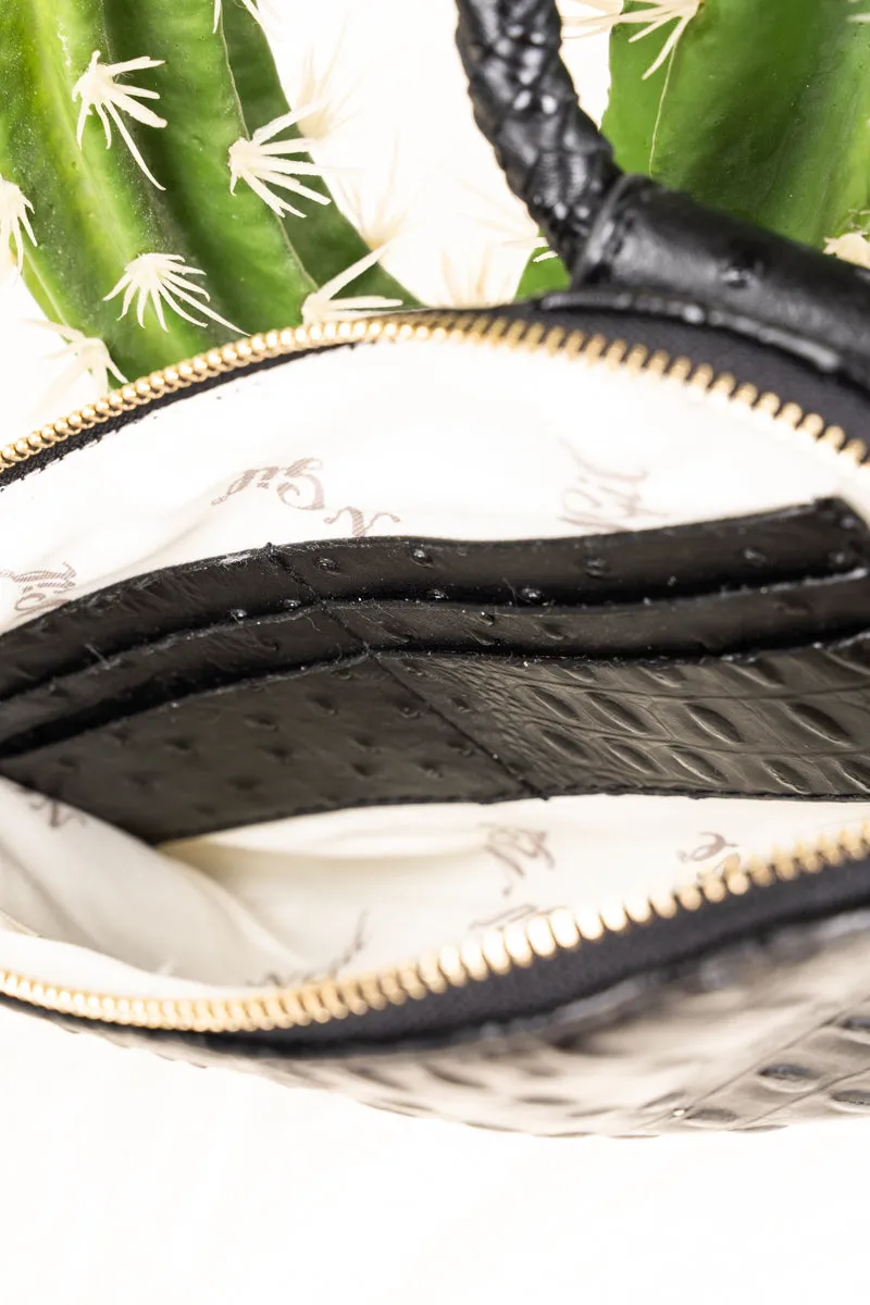 Black Faux Ostrich Bangle Clutch