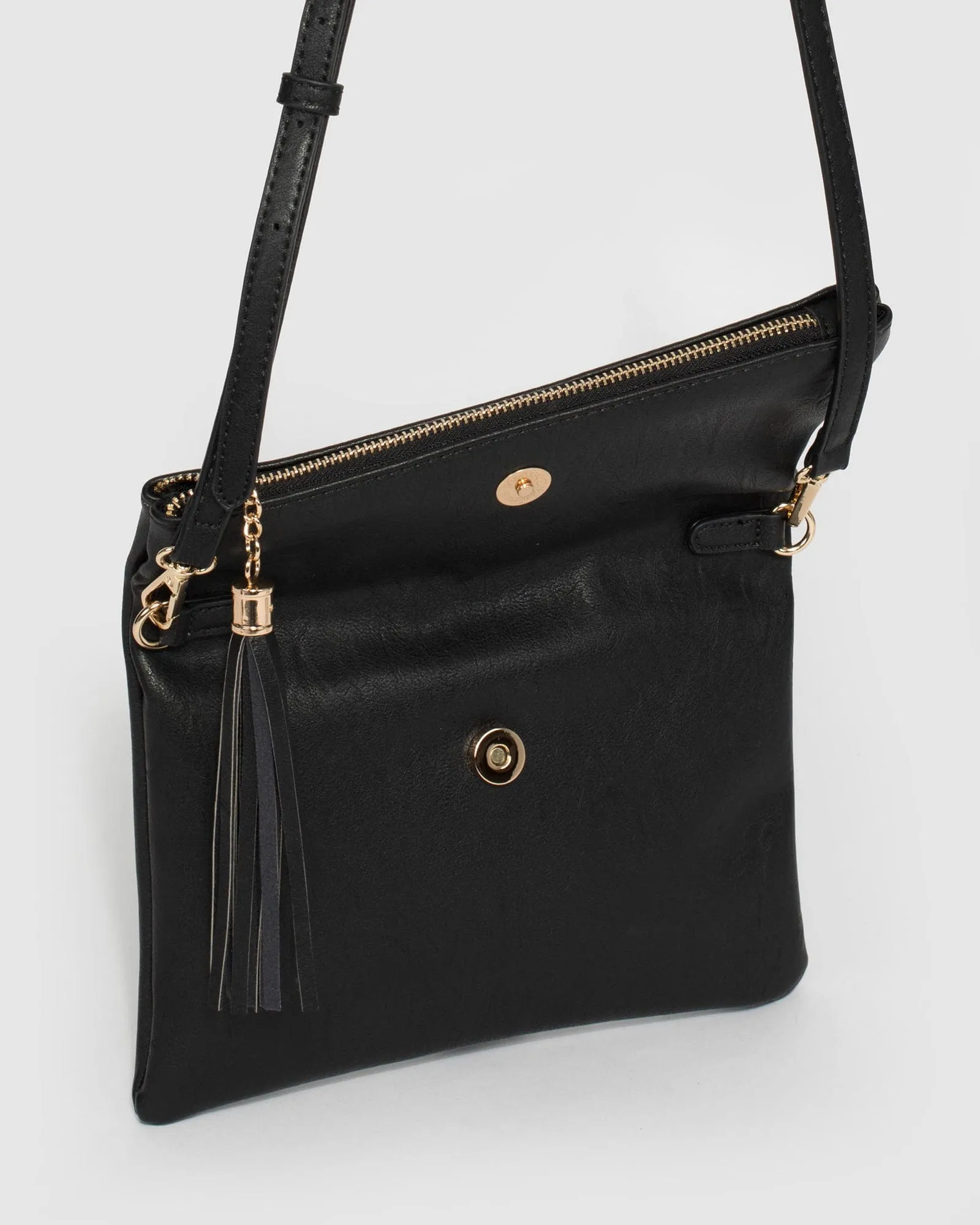 Black Gabi Foldover Clutch Bag