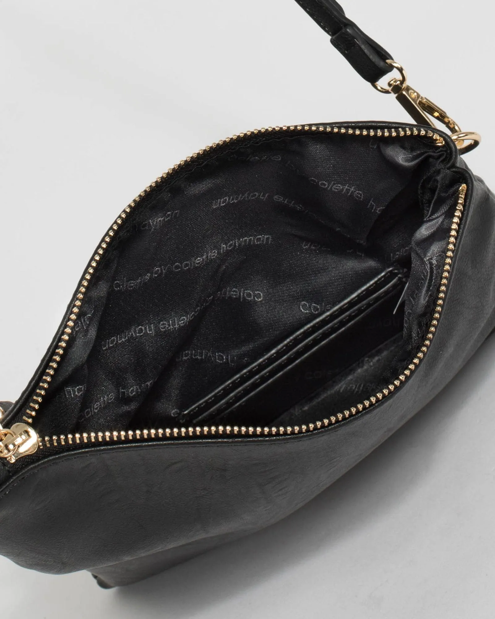 Black Gabi Foldover Clutch Bag
