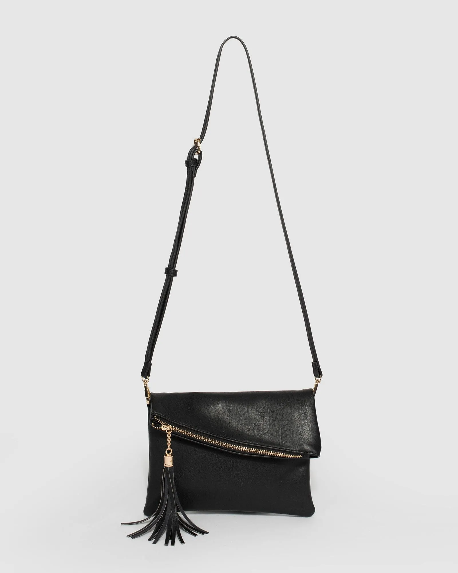Black Gabi Foldover Clutch Bag