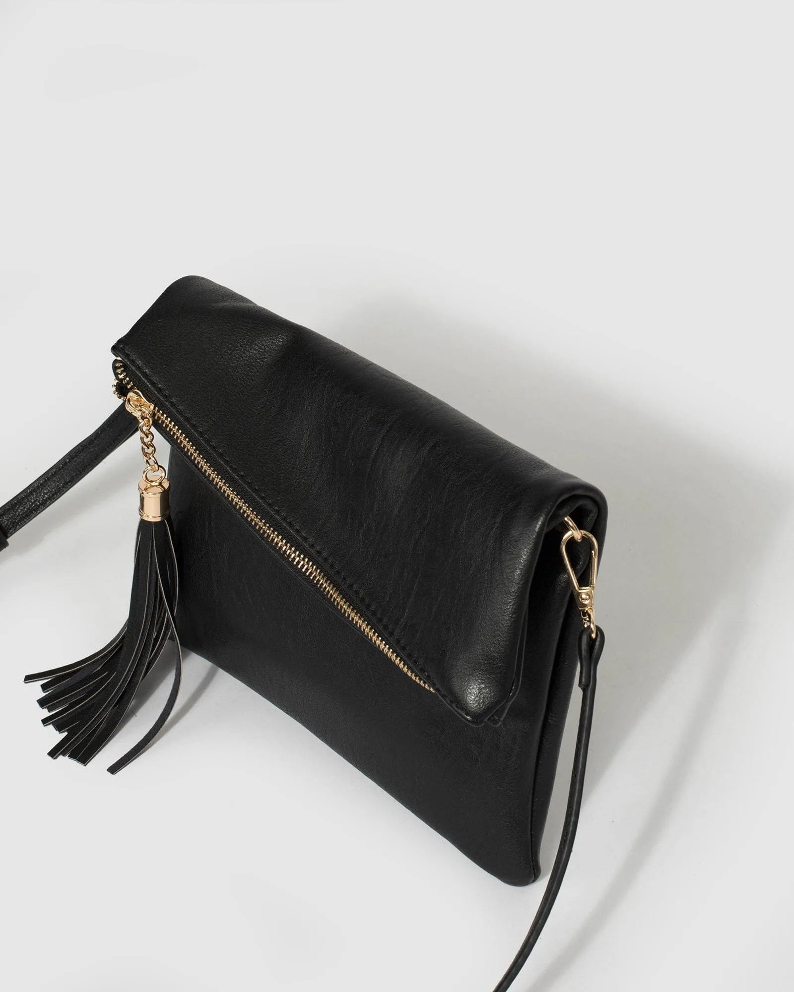 Black Gabi Foldover Clutch Bag