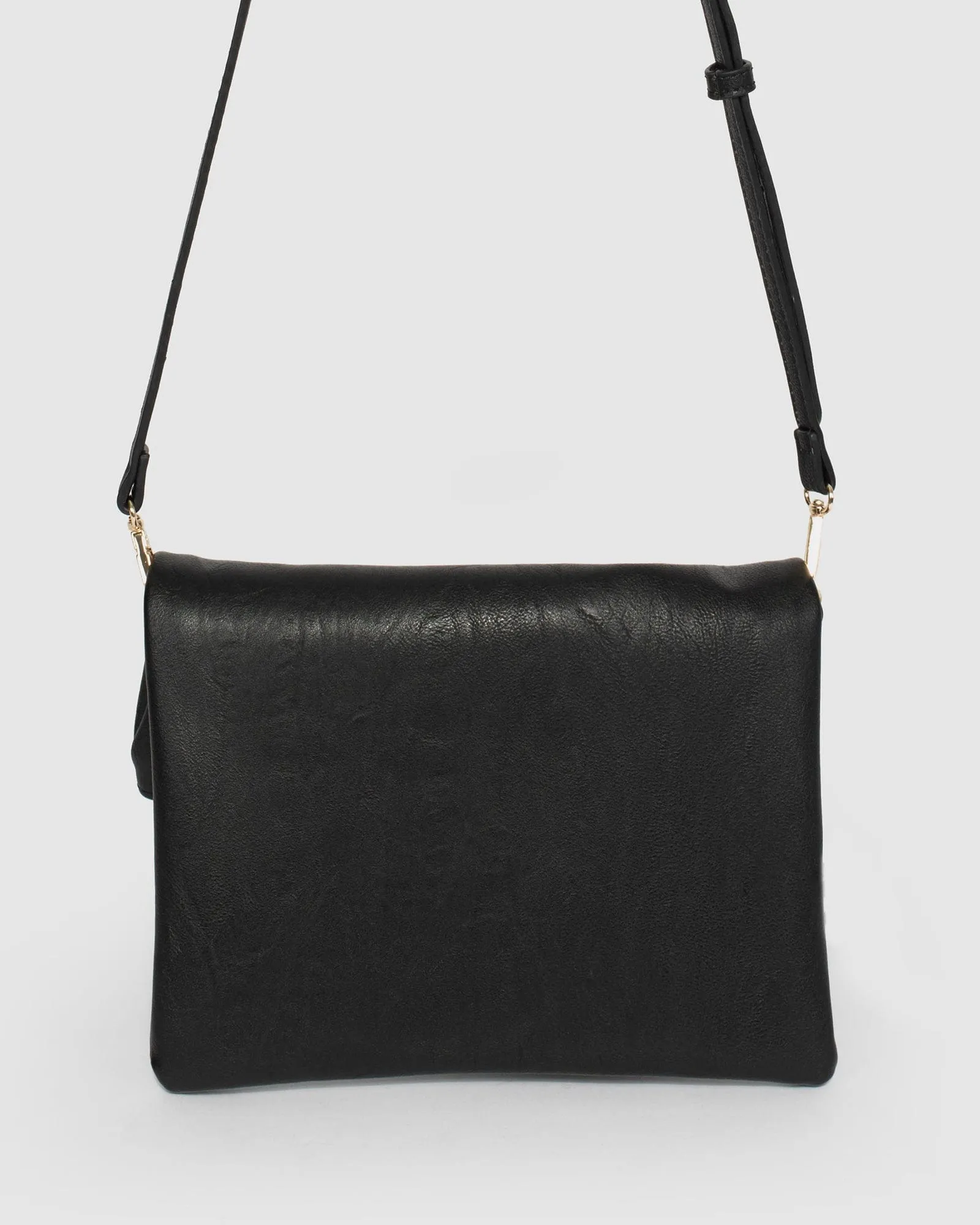 Black Gabi Foldover Clutch Bag