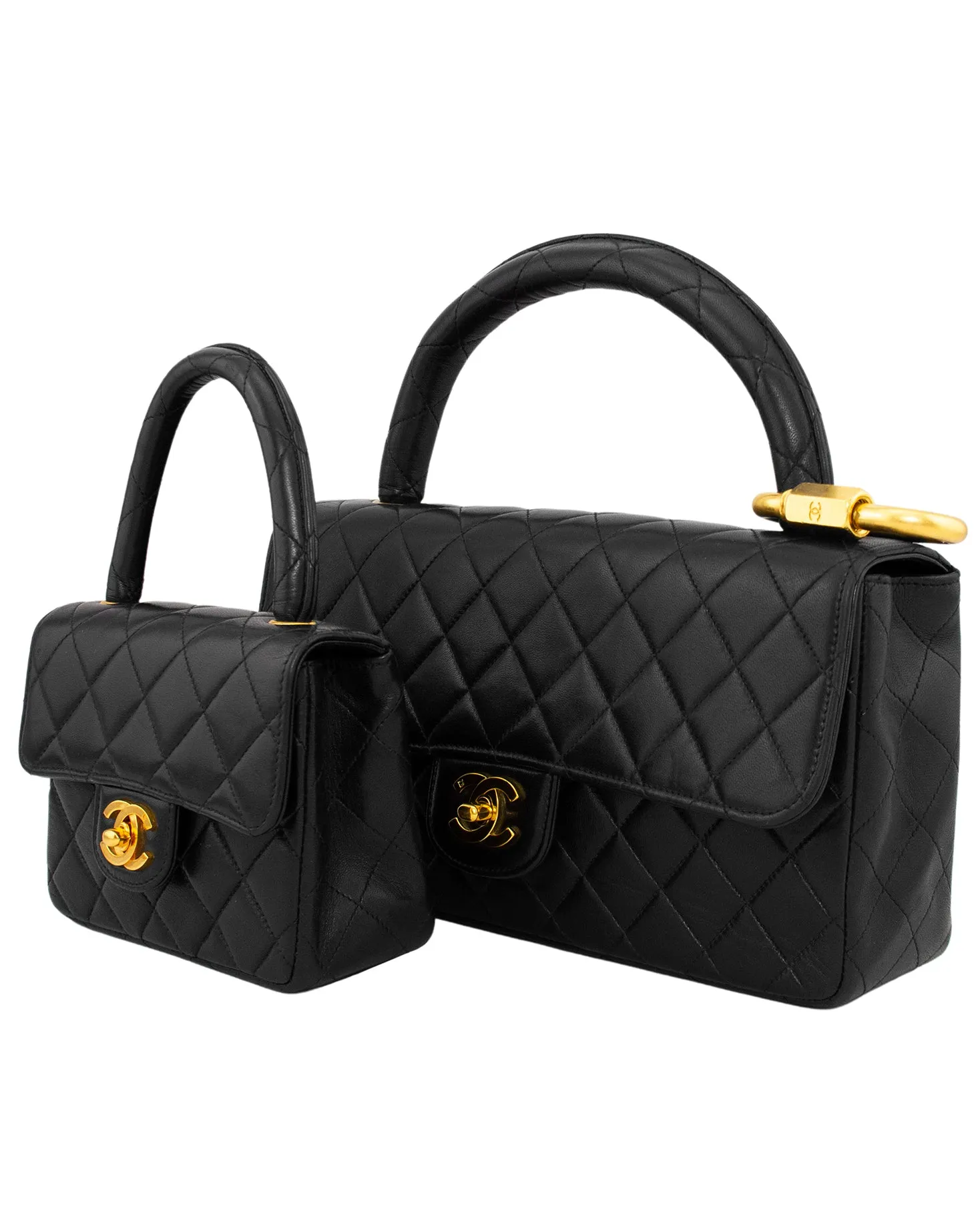 Black Lambskin Classic Single Flap Double Twin Bags