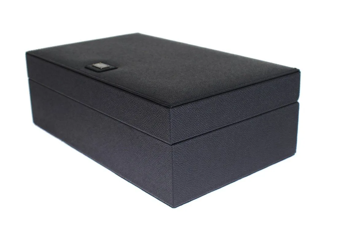 Blue Dauphine Leather Watch Jewelry Sunglasses Case