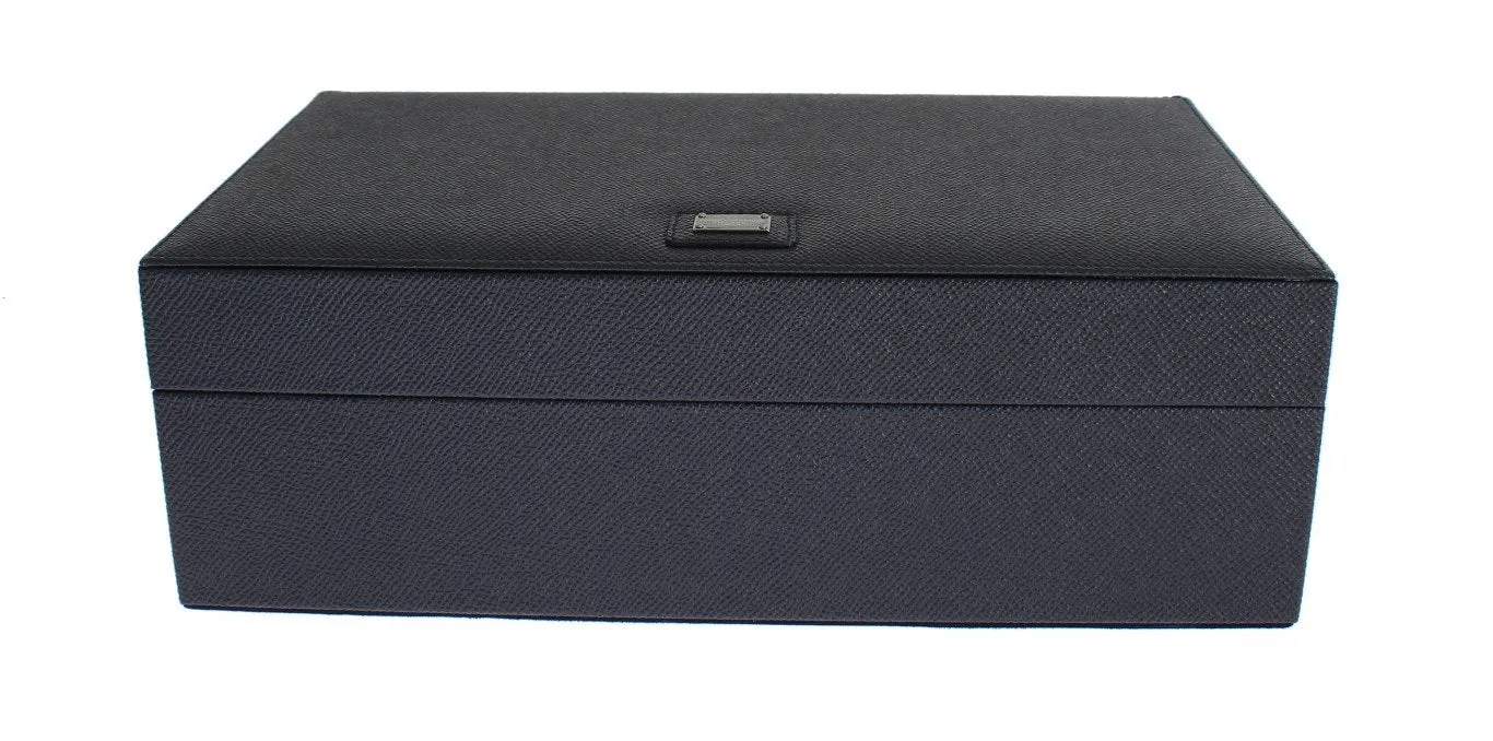 Blue Dauphine Leather Watch Jewelry Sunglasses Case