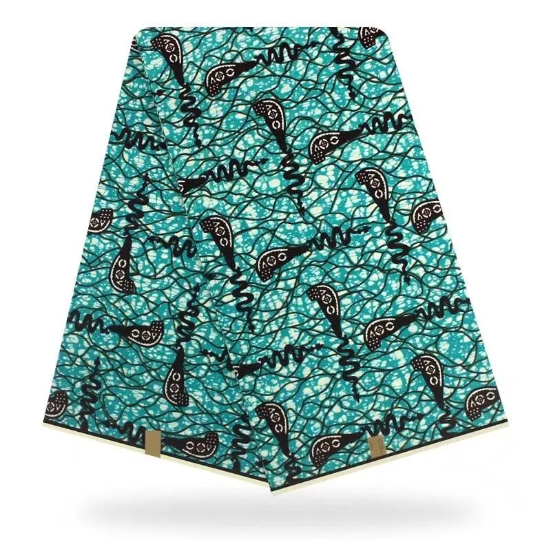 Blue Green Tribal Printed Original African Cotton Wrapper