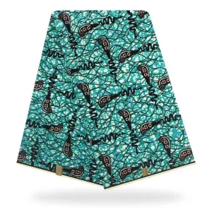 Blue Green Tribal Printed Original African Cotton Wrapper