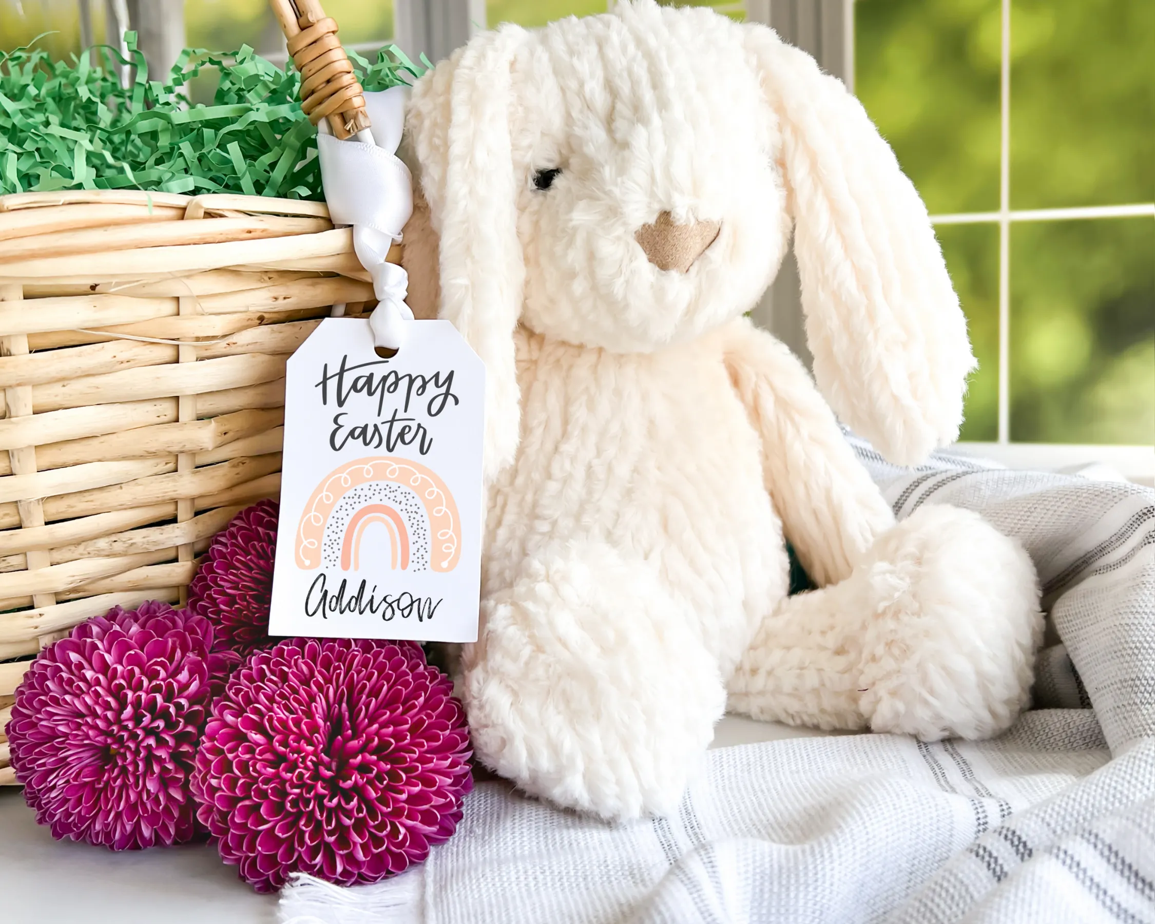 Boho Rainbow Easter Basket Gift Tag