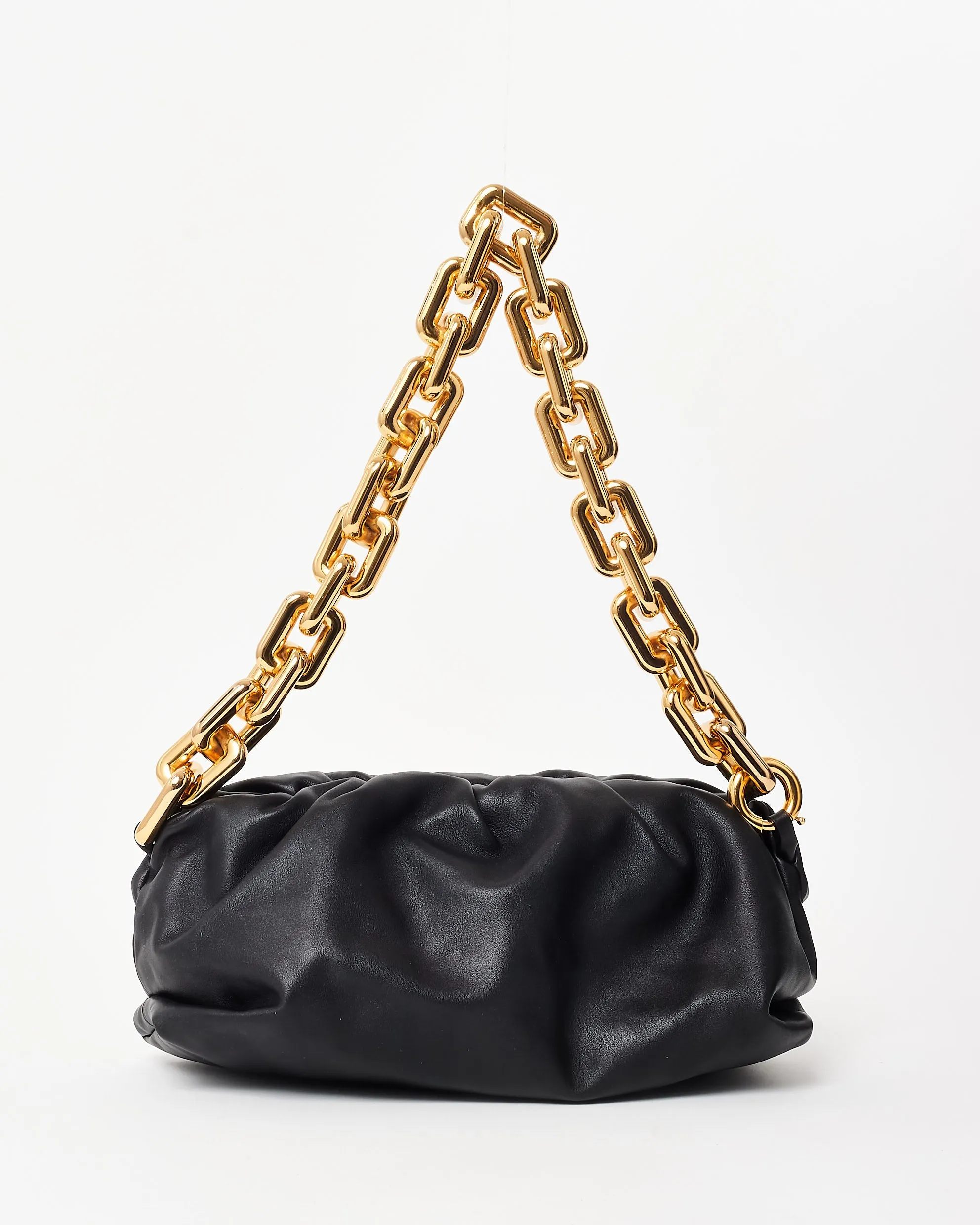 Bottega Veneta Black Leather Chain Pouch Shoulder Bag