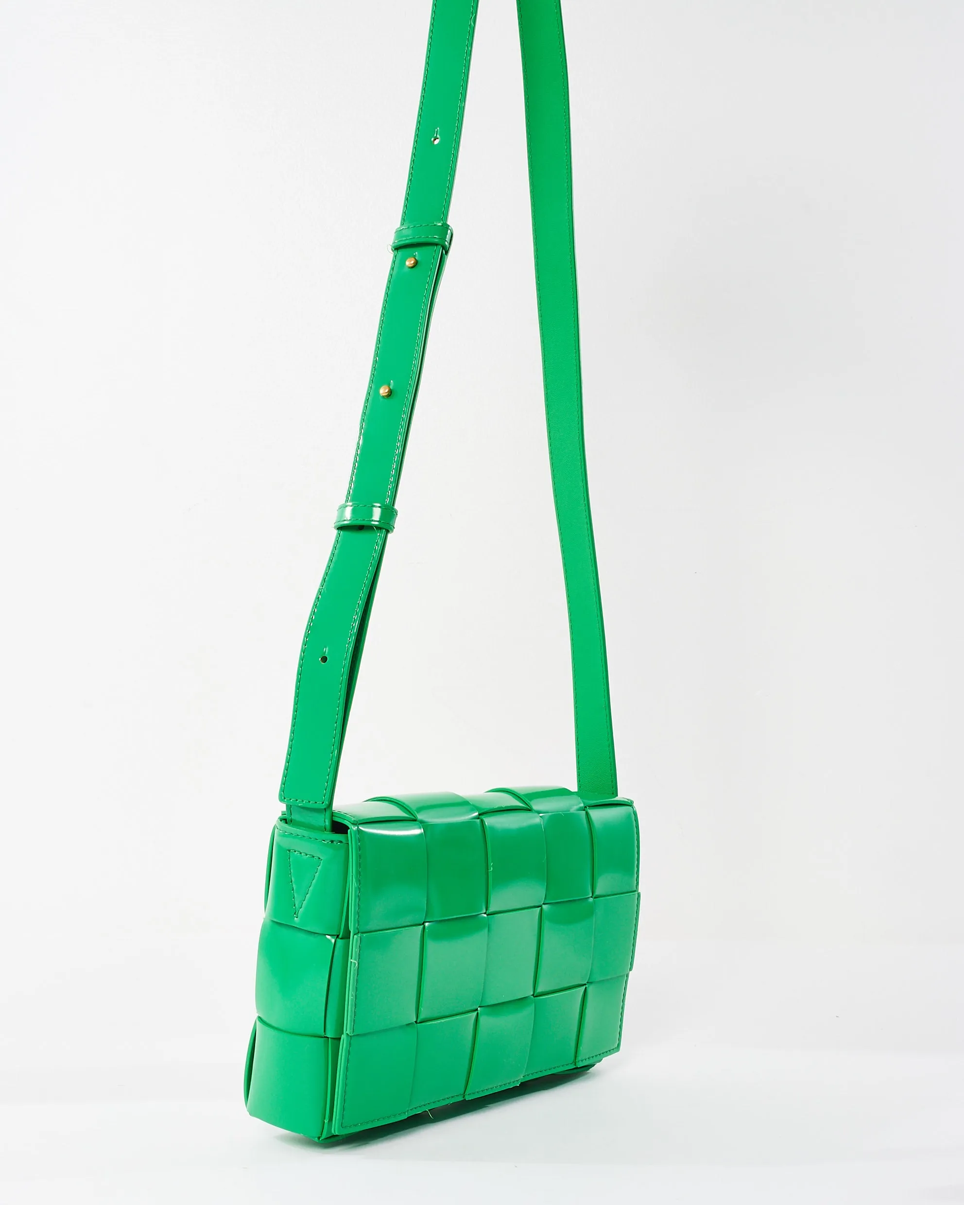 Bottega Veneta Parakeet Green Patent Leather Cassette Bag